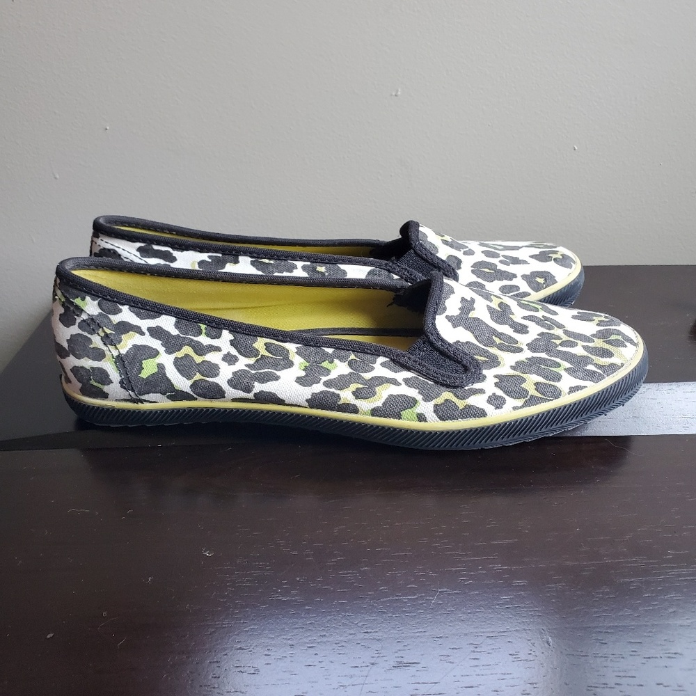 Keds x nanette lepore white leopard flats